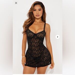 Elegant Black Lace Chemise & Panty Sz XL nwt
